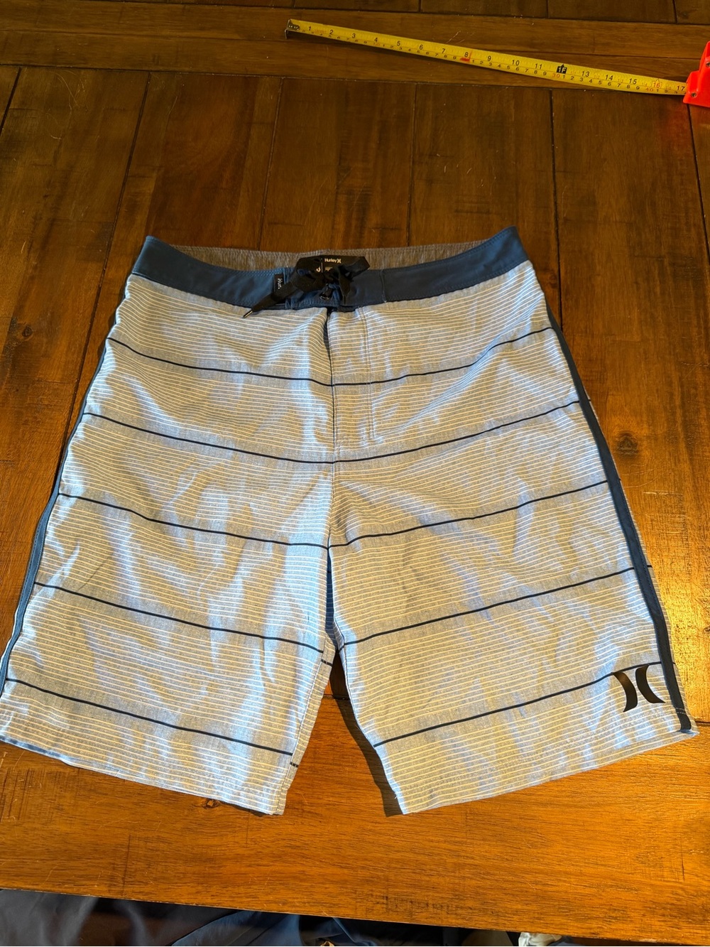 Hurley Light Blue & Navy Striped Kids Boardshorts